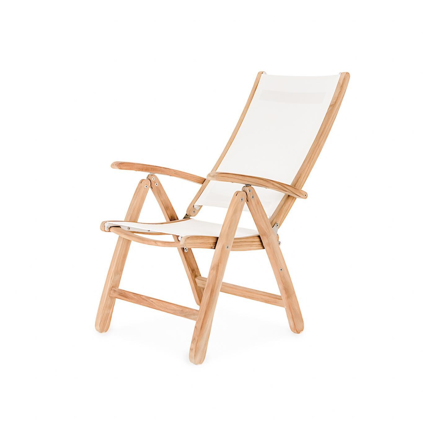 Teak + Table Cayman Reclining Dining Chair in White - Side - White Background thumbnail