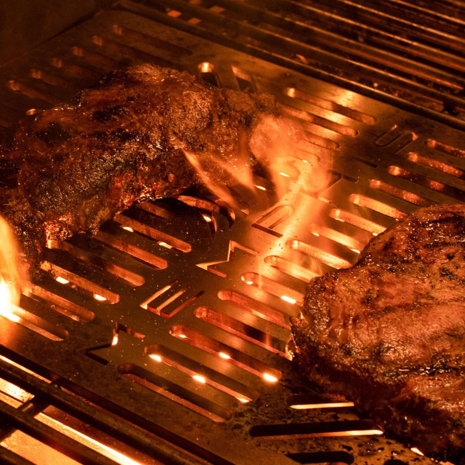 Memphis Grills MG33-03-004 12-Inch Laser Cut Meat Grate -Steak on grate thumbnail