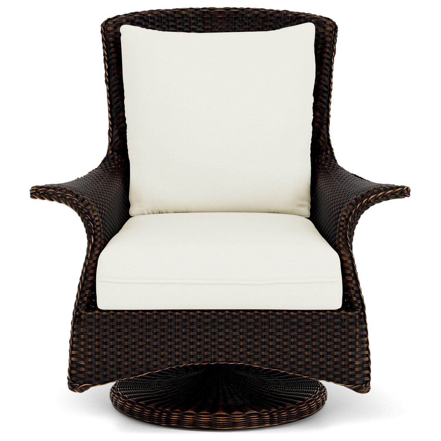 Lloyd Flanders Mandalay Swivel Rocker Lounge Chair in Mink Finish with Sailcloth Salt fabric thumbnail