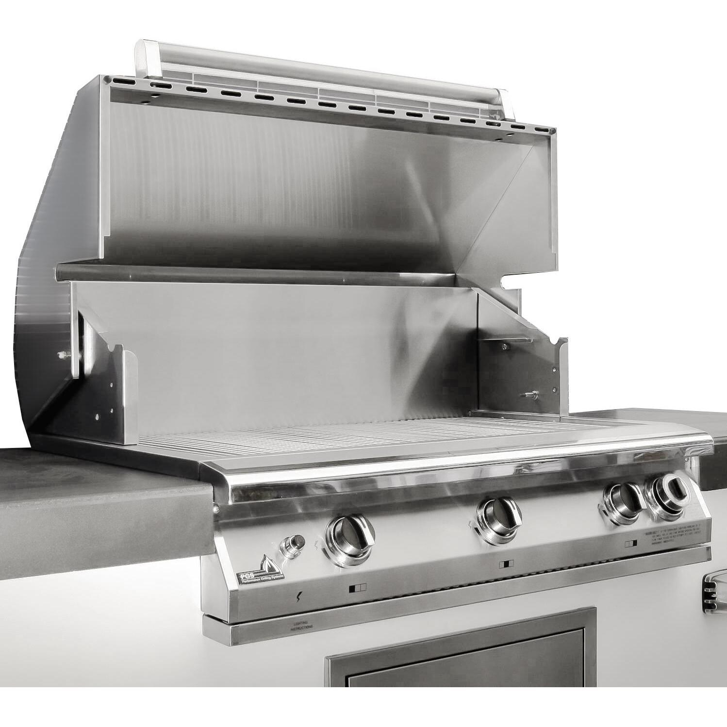 PGS T-Series Commercial 39-Inch Gas Grill With Timer - Hood Open