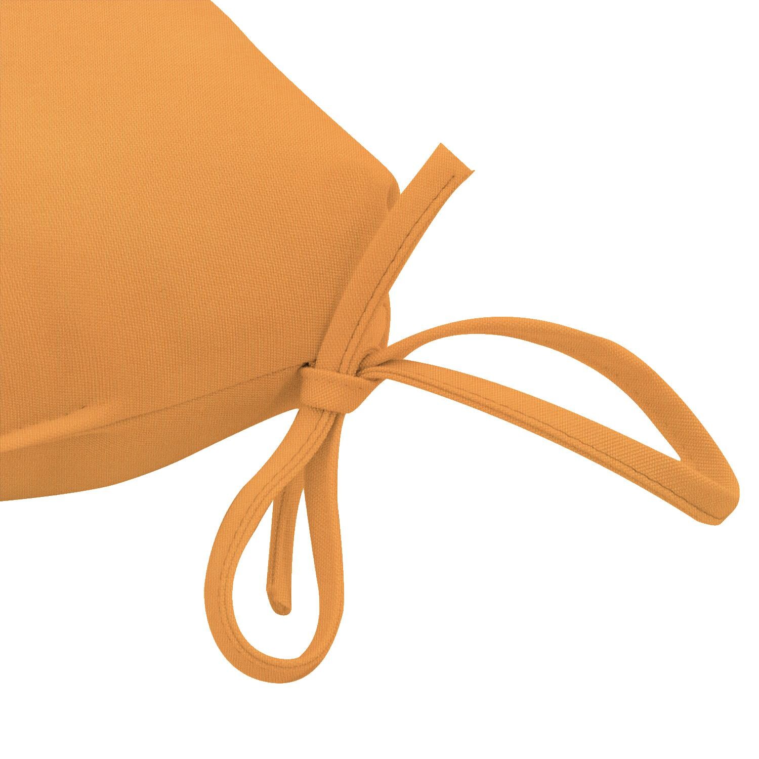 Sunbrella Canvas Tangerine Medium Outdoor Replacement Seat Cushion By UltimatePatio.com - Tie Detail thumbnail