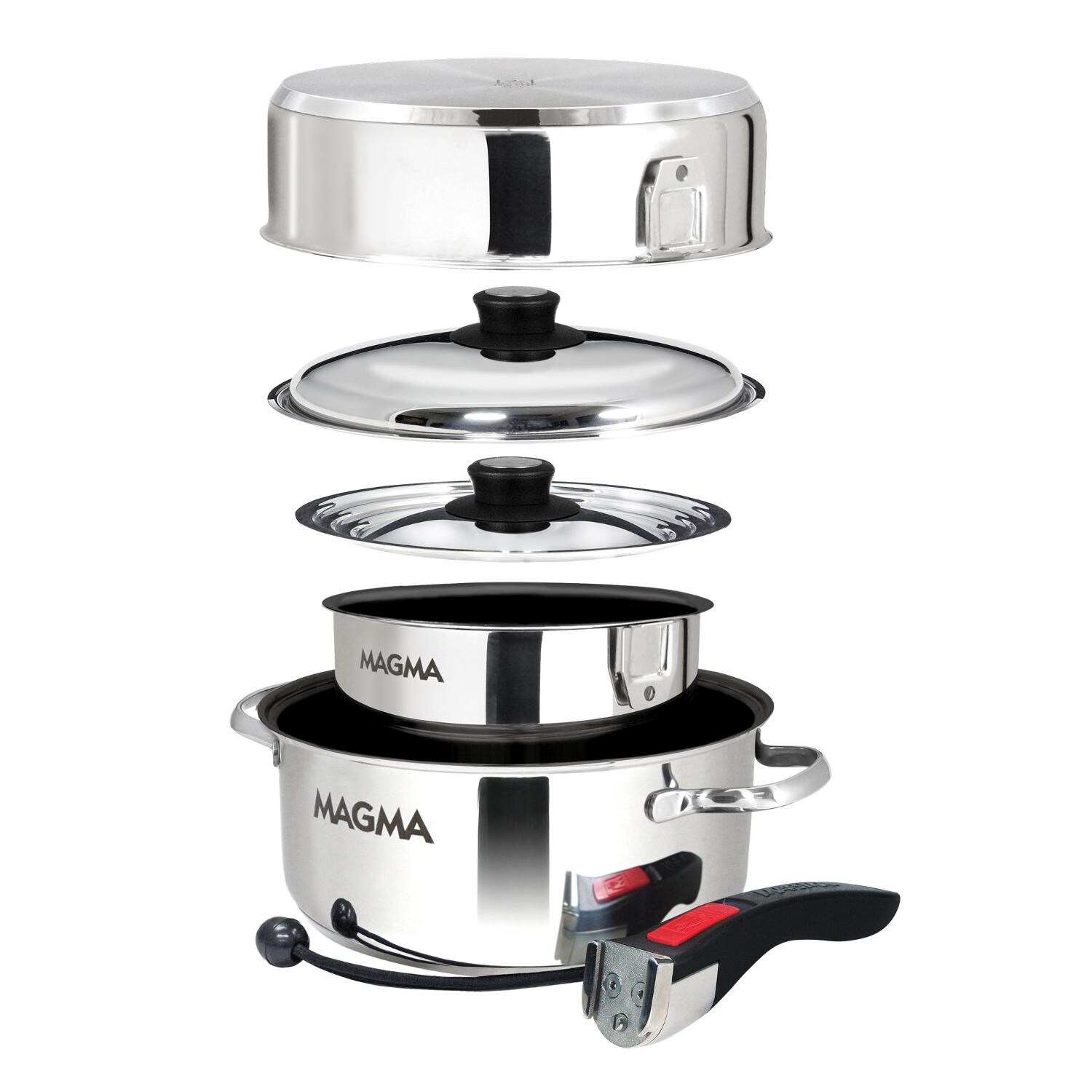 Magma - A10-363-2-IND - Stainless Steel Induction Non-Stick Nesting Cookware Set - 7 Piece - Nested thumbnail