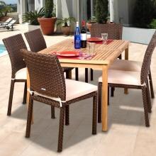 Amazonia Teak Luxemburg 6-Person Resin Wicker Patio Dining Set With Stacking Chairs image