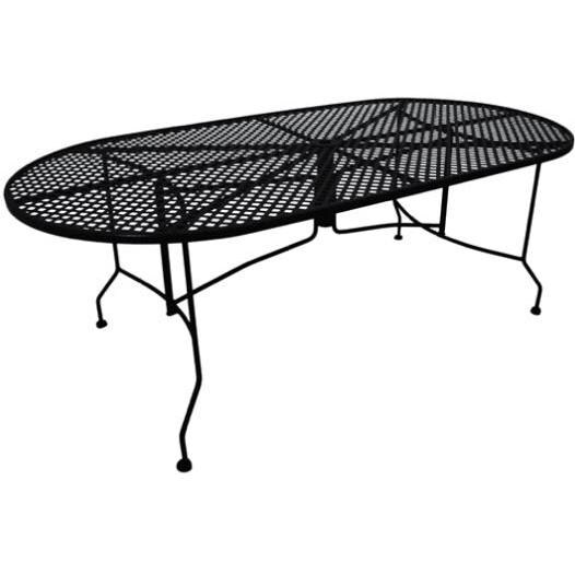 Meadowcraft 6 Person Oval Wrought Iron Weave Top Patio Dining Table Meadowcraft 6 Person Oval Wrought Iron Weave Top Patio Dining Table