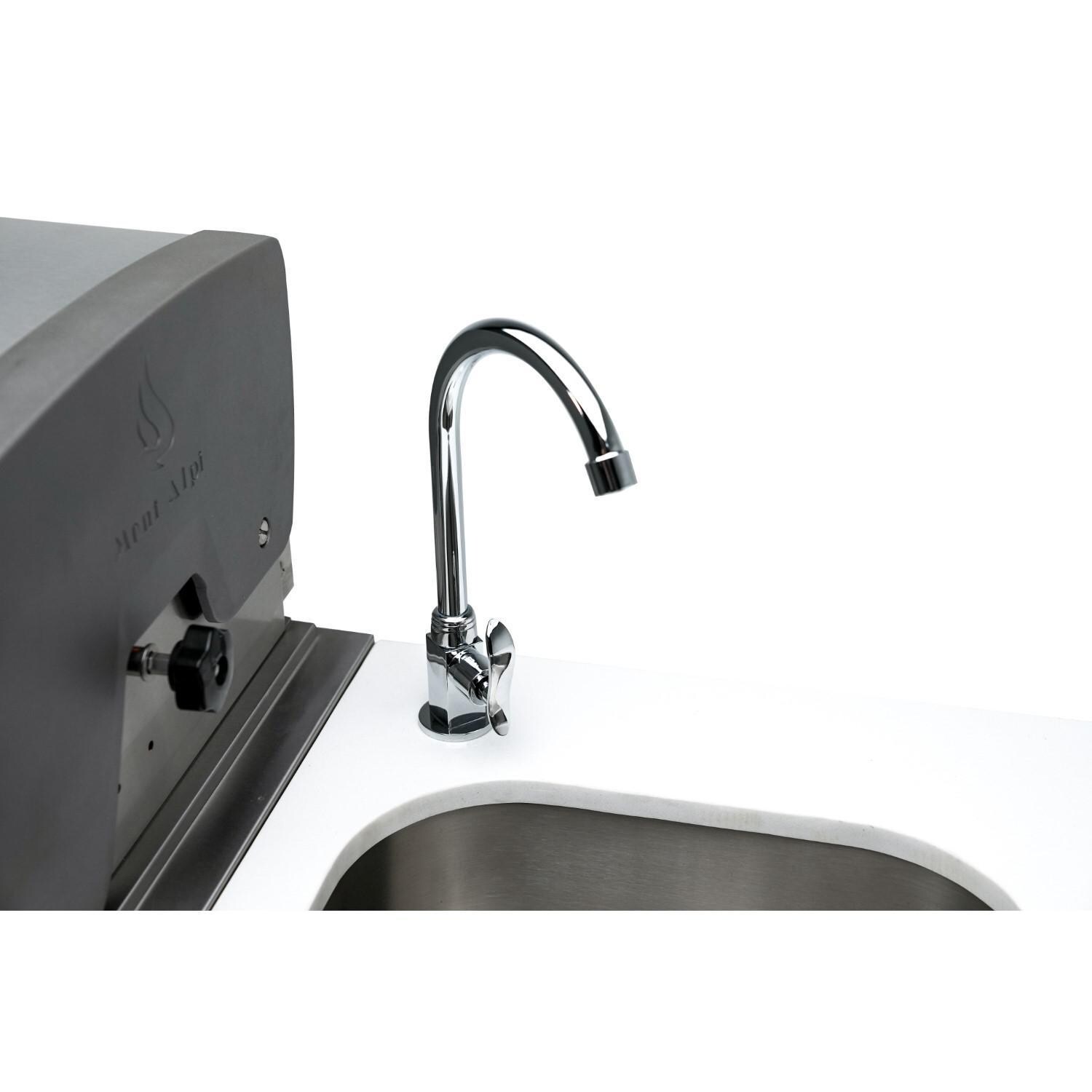 Mont Alpi MAi805-DBEVFC Deluxe 45 Degree Natural Gas Island Grill W/ Refrigerator Cabinet - Faucet - Detail thumbnail