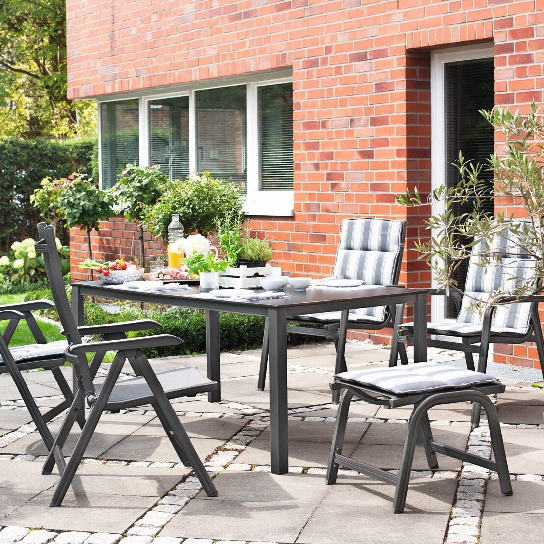Kettler Basic Plus Aluminum Patio Ottoman - Gray Frame - On the Patio