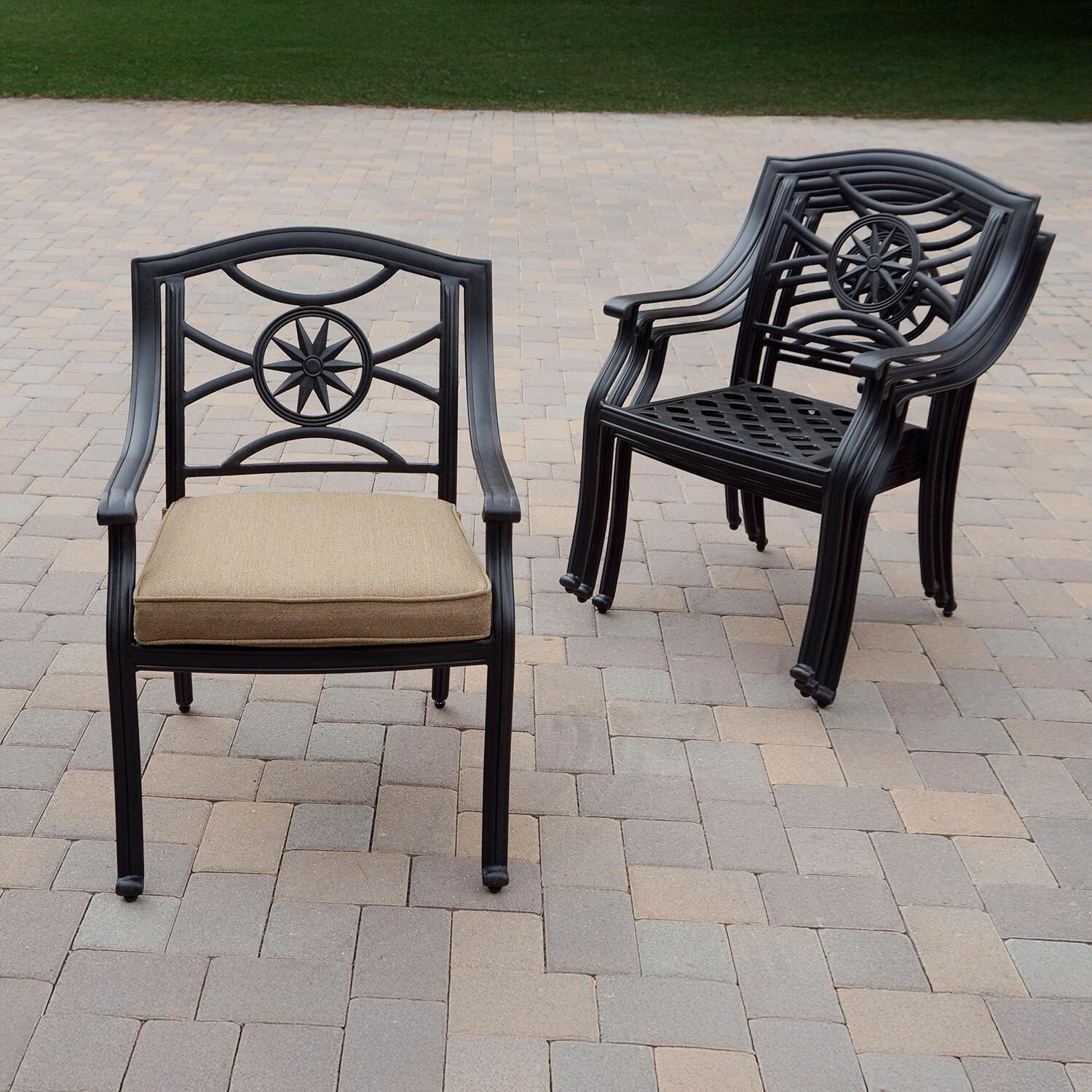 Darlee B/DL503-11PCD-2350LE Ten Star 11 Pc Cast Aluminum Dining Set in Antique Bronze - Stackable Chairs - Lifestyle thumbnail