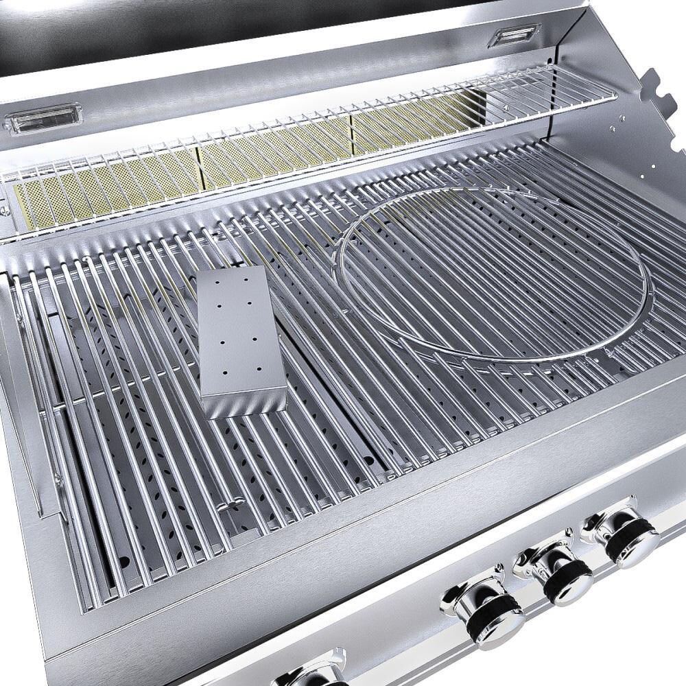 Sunstone Ruby4BIR-LP Ruby 36-in 4-Burner Built-In Propane Gas Grill & Rotisserie - Interior Close-Up - White Background thumbnail