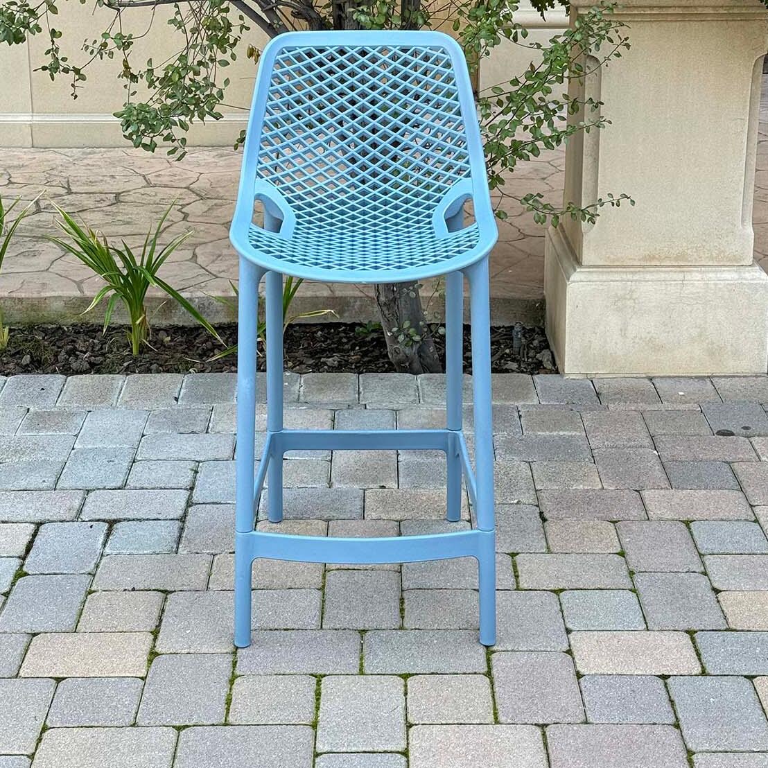All Space Polyresin Counter Height Bar Stool Set of 4 in Blue Gray By Darlee - Front View Chair - Lifestyle thumbnail