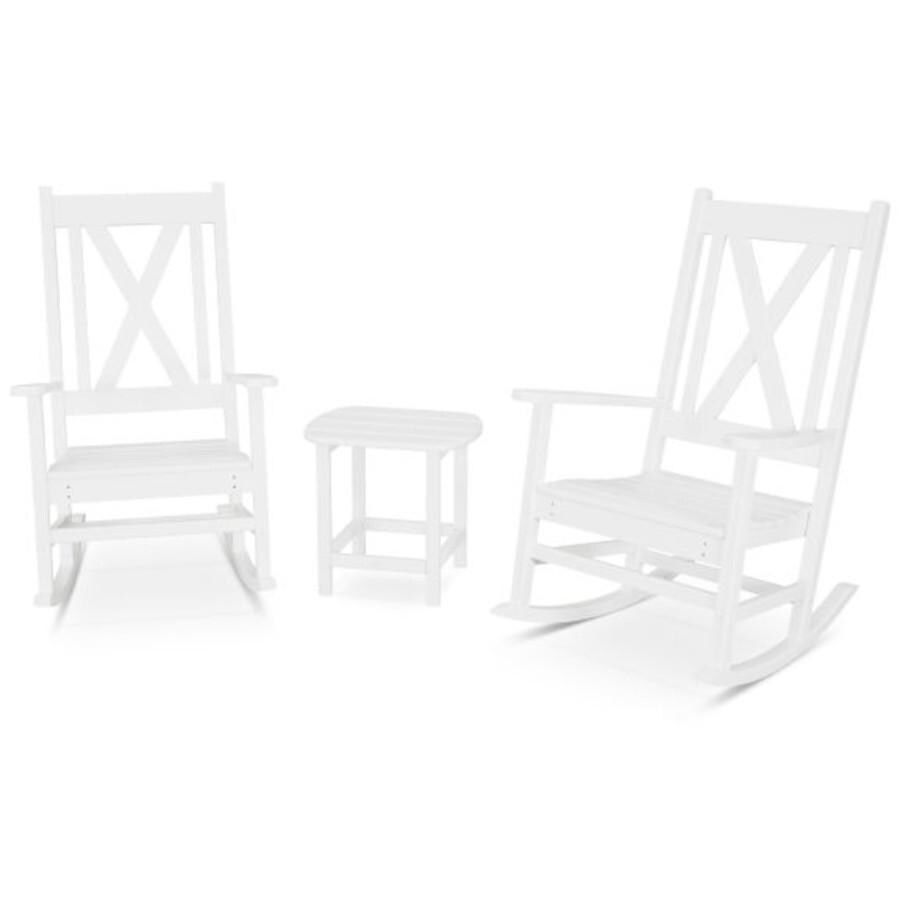 POLYWOOD Braxton 3-Piece Porch Rocking Chair Set in White thumbnail