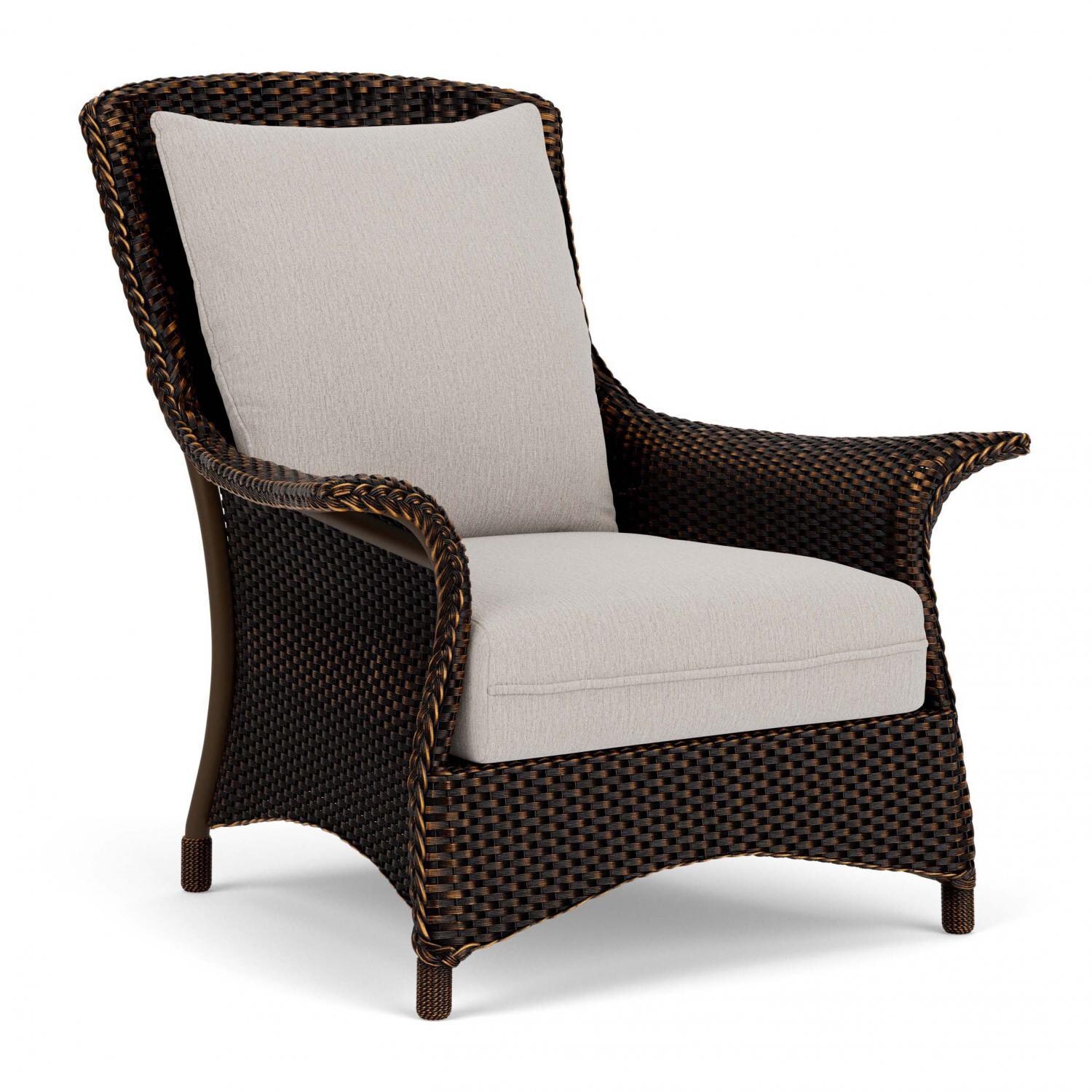 Lloyd Flanders Mandalay Lounge Chair in Mink Finish with Remy Cloud fabric - Angled thumbnail