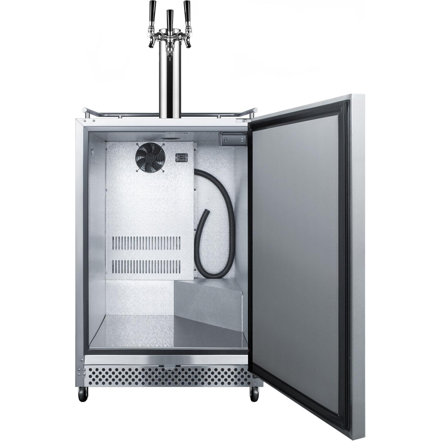 Summit Commercial 24-Inch 6.04 Cu. Ft. Outdoor Rated Triple Tap Beer Dispenser / Kegerator - Open Door thumbnail