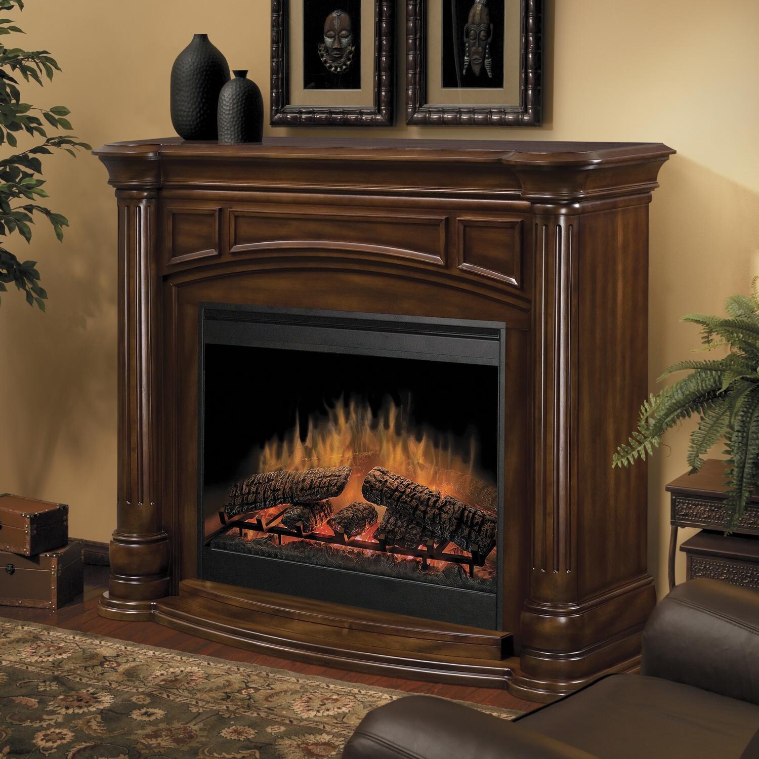 Dimplex Belvedere 51-Inch Electric Fireplace With Purifire Air Filter - Standard Logs - Burnished Walnut - GDS30-BW1053