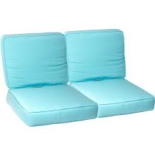 Sunbrella Canvas Glacier 4 Piece Large Outdoor Replacement Loveseat Cushion Set W/ Piping By UltimatePatio.com image