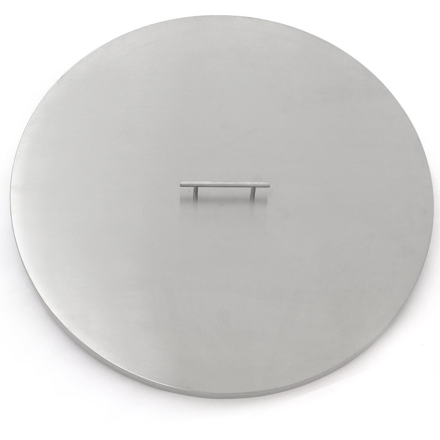 BBQGuys Signature Series 28-Inch Round Pan Cover - Stainless Steel - Top View thumbnail
