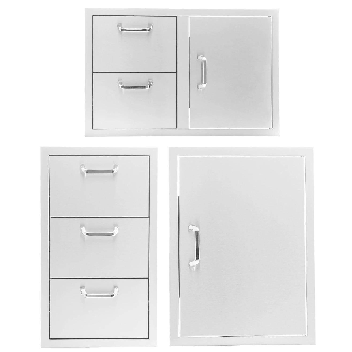 BBQGuys Signature 3 Pc 32-in Contempo/Traditional Door & Drawer Combo Outdoor Kitchen Storage Package - Traditional - White Background thumbnail