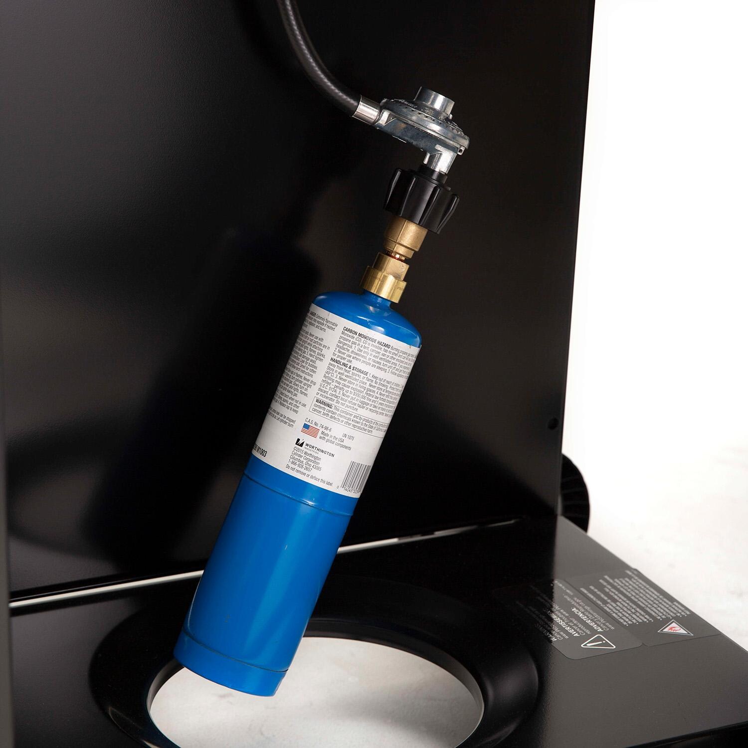 GrillPro POL to QCC1 Propane Tank Adapter - 11051 - Attached to Grill - White Background thumbnail