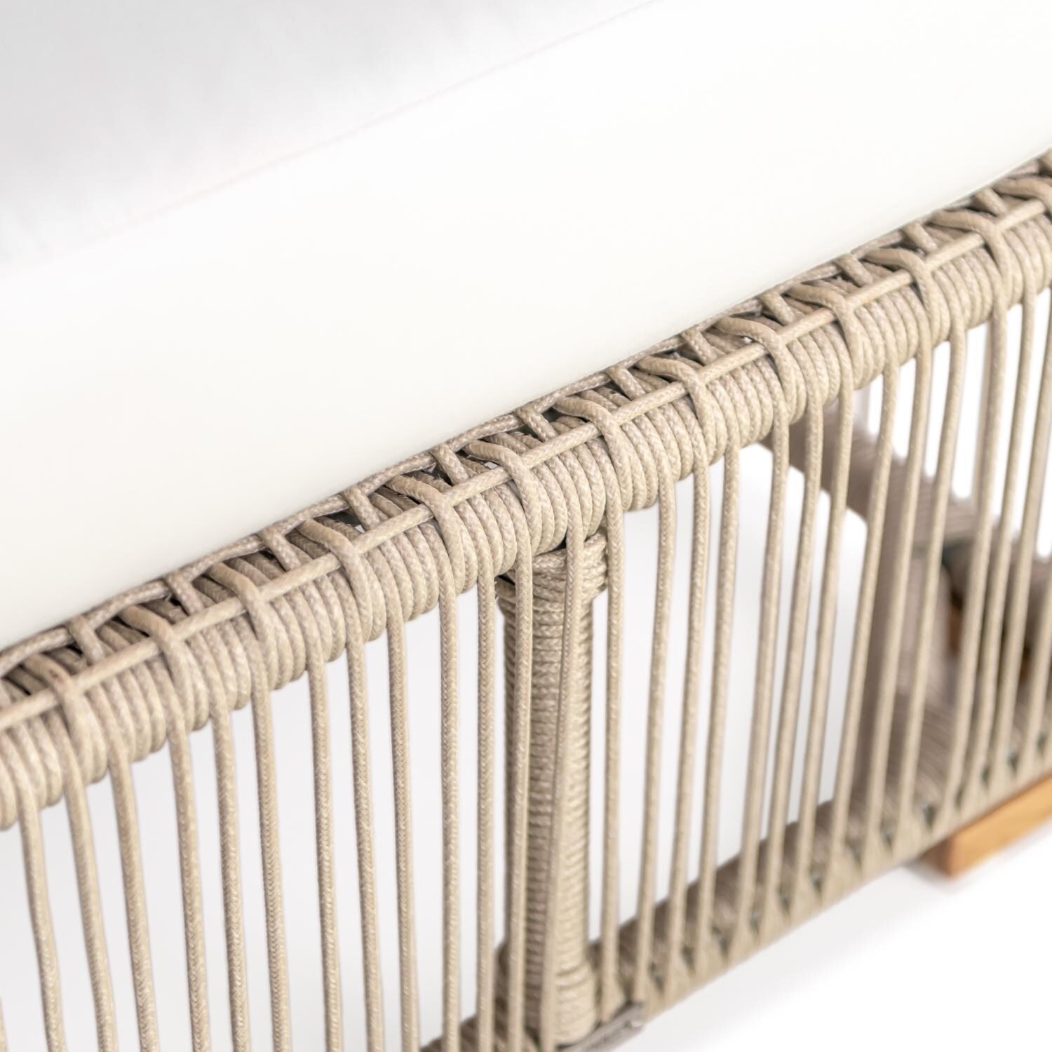 Teak + Table Breeze Olefin Rope & Teak Patio Club Chair in Dune/Sand - Chair - Detail thumbnail