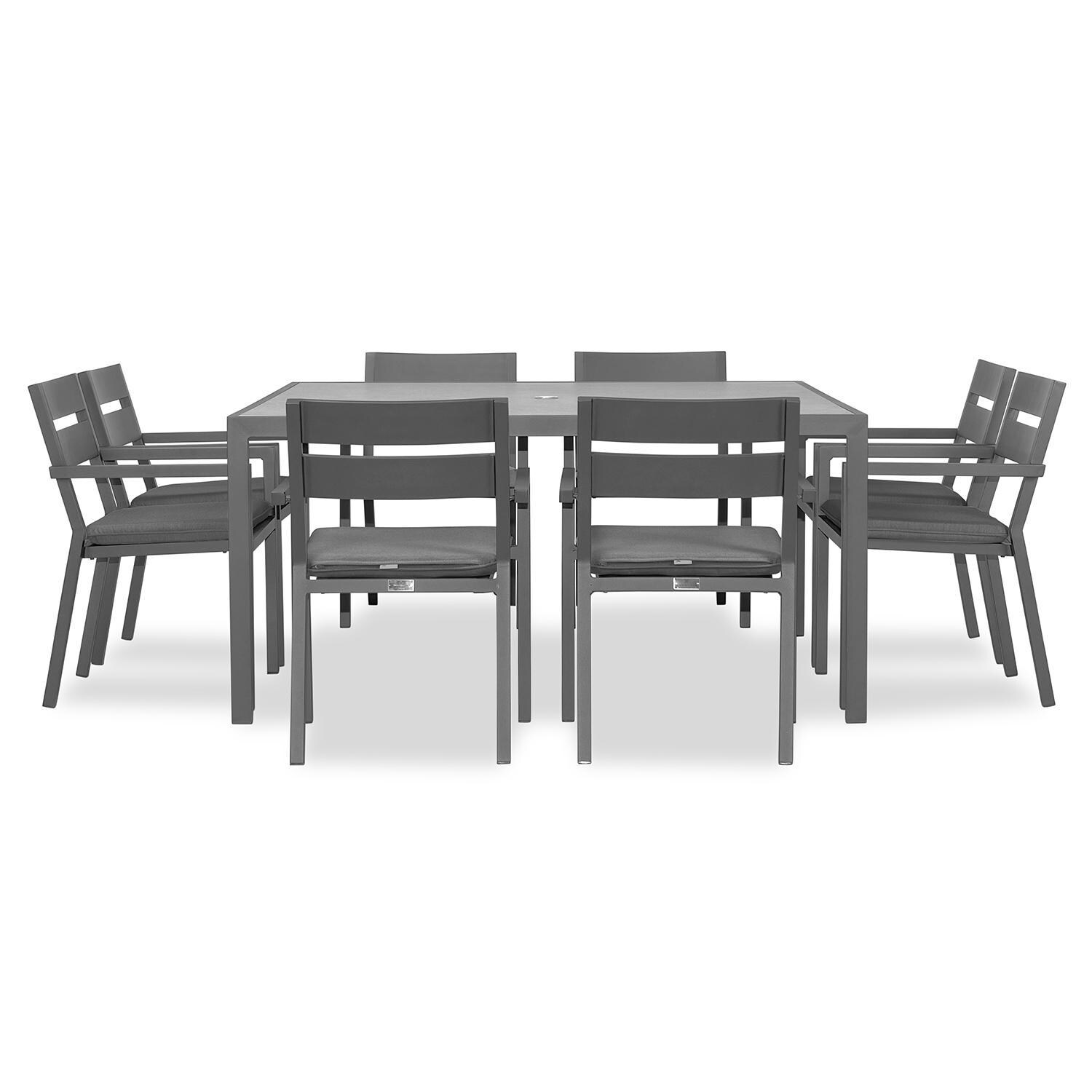 Calm Bay 9 Pc Square Dining Set in Slate/Canvas Charcoal by Lakeview - White Background 3 thumbnail