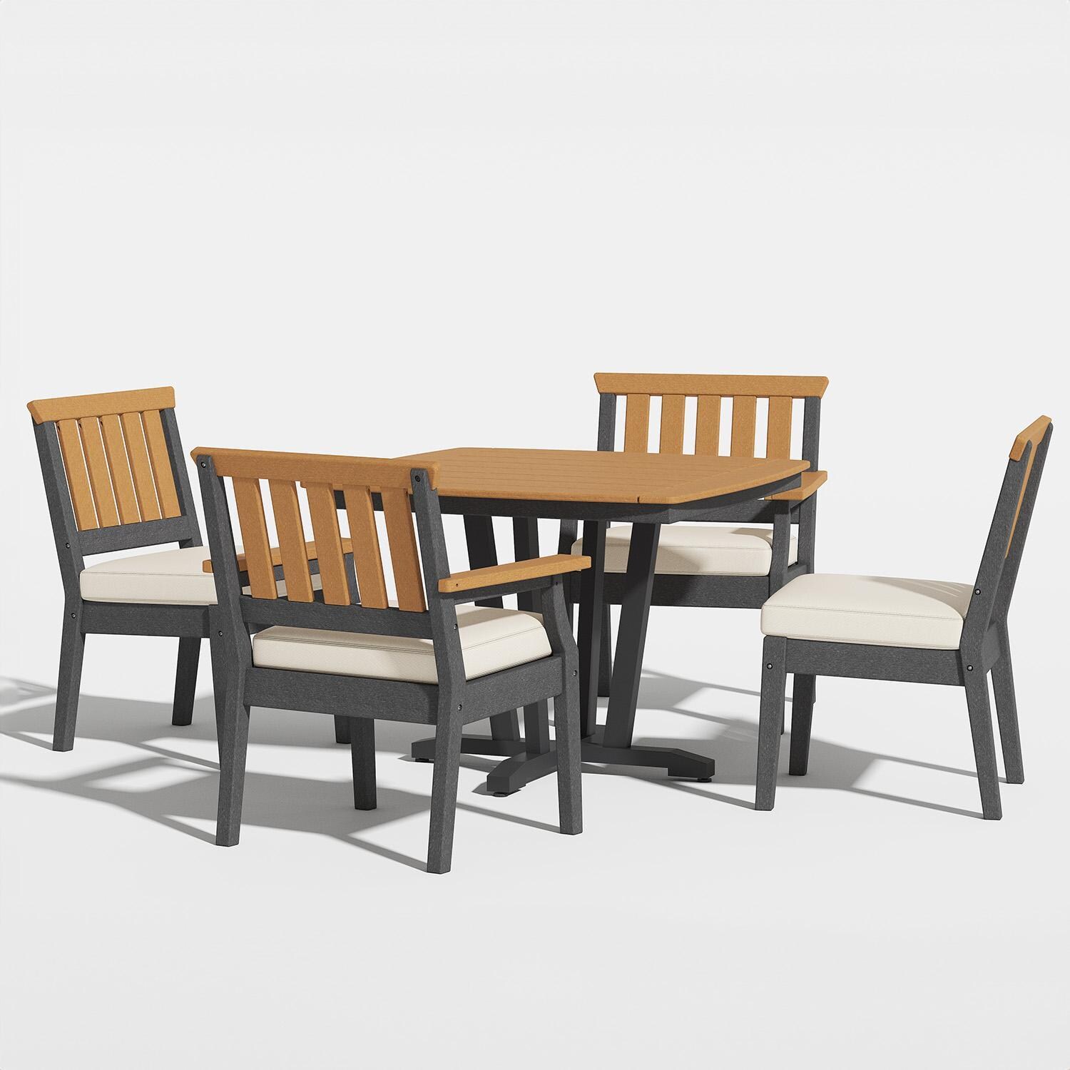 Lakeview Outdoor Designs LV-257-5 Sabine Landing 5 Pc Polyresin Dining Set in Gray - Set Side View - White Background thumbnail