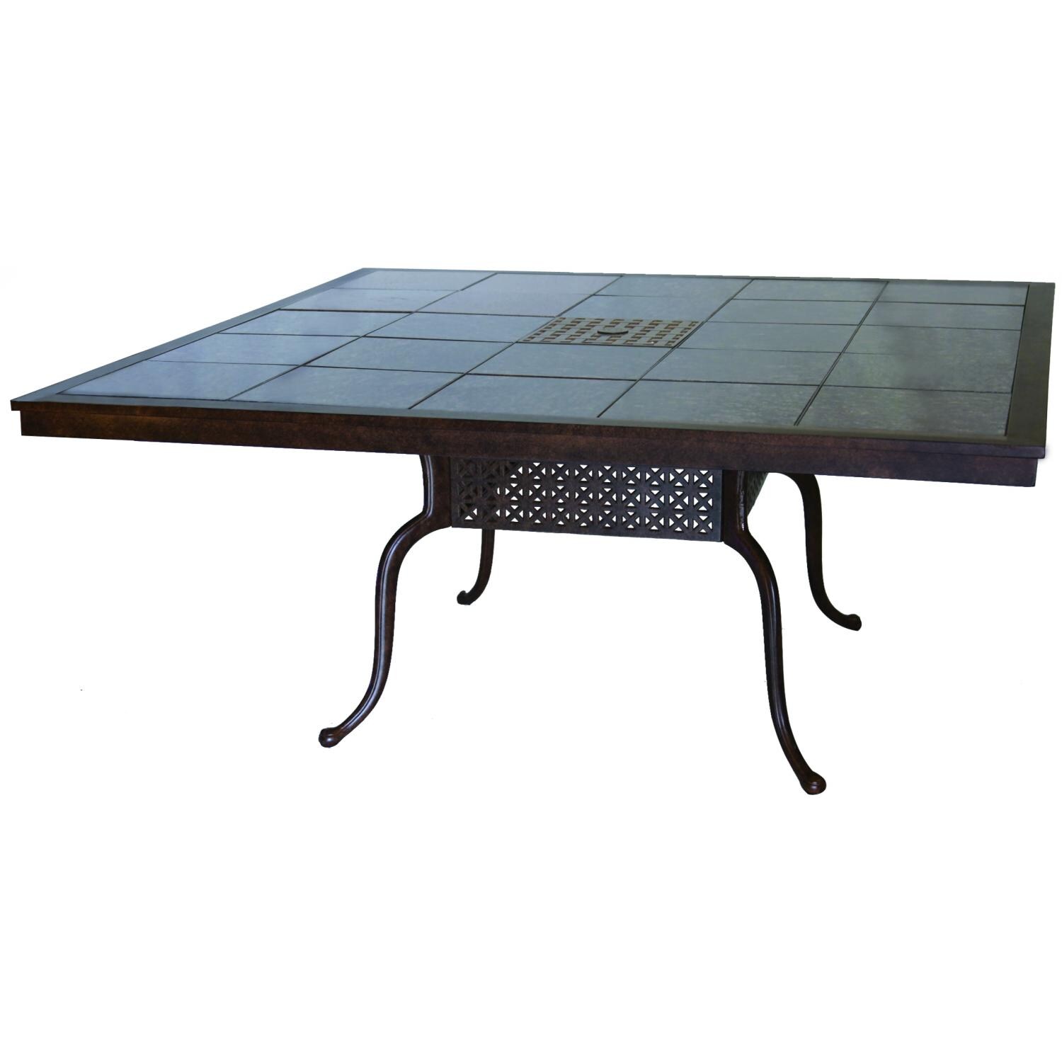 Darlee Series 77 64 X 64 Inch Cast Aluminum Patio Dining Table With Granite Top - Mocha / Brown Granite Tile