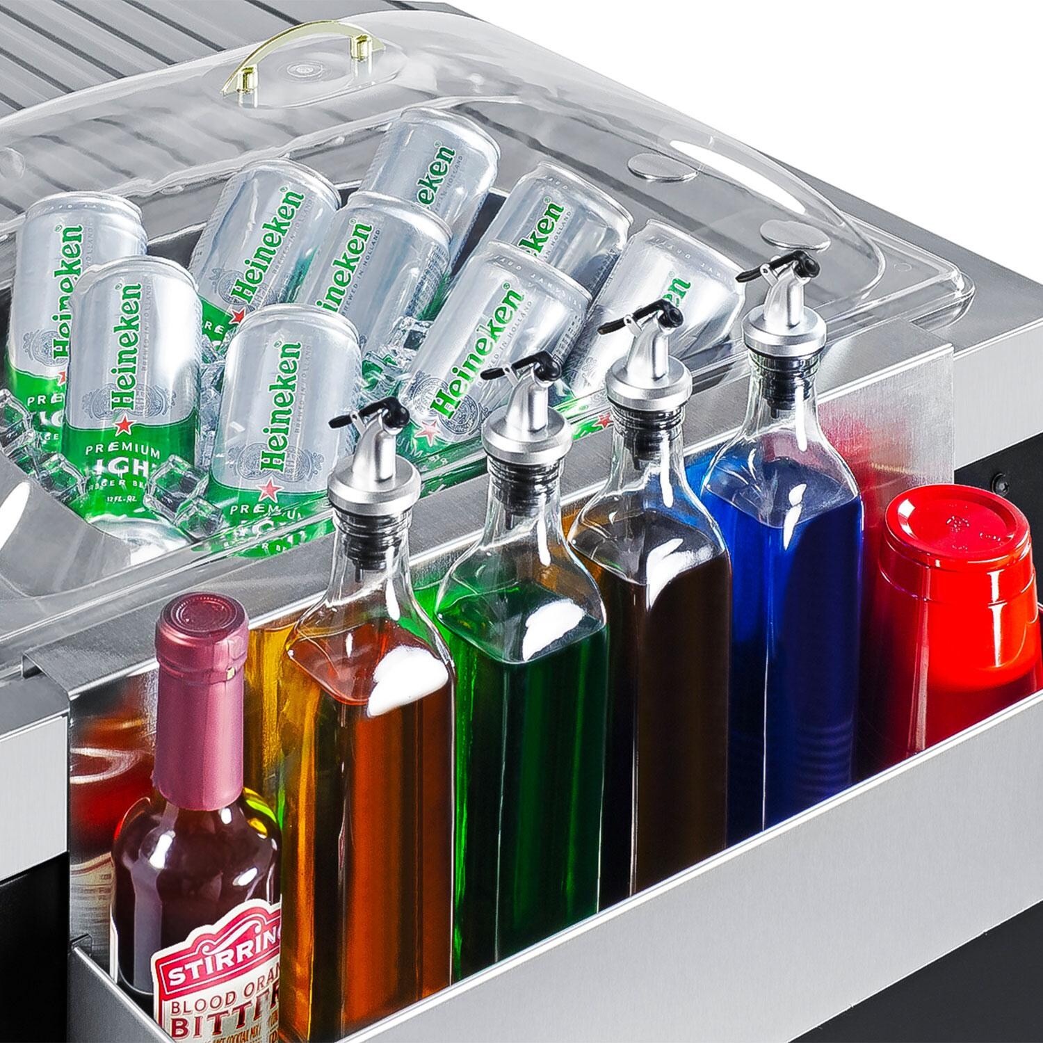 Summit CK54OSRS Outdoor Stainless Steel Weatherproof Kitchenette Refrigerator - Right Hinge - Side Compartment W/ Beverages thumbnail