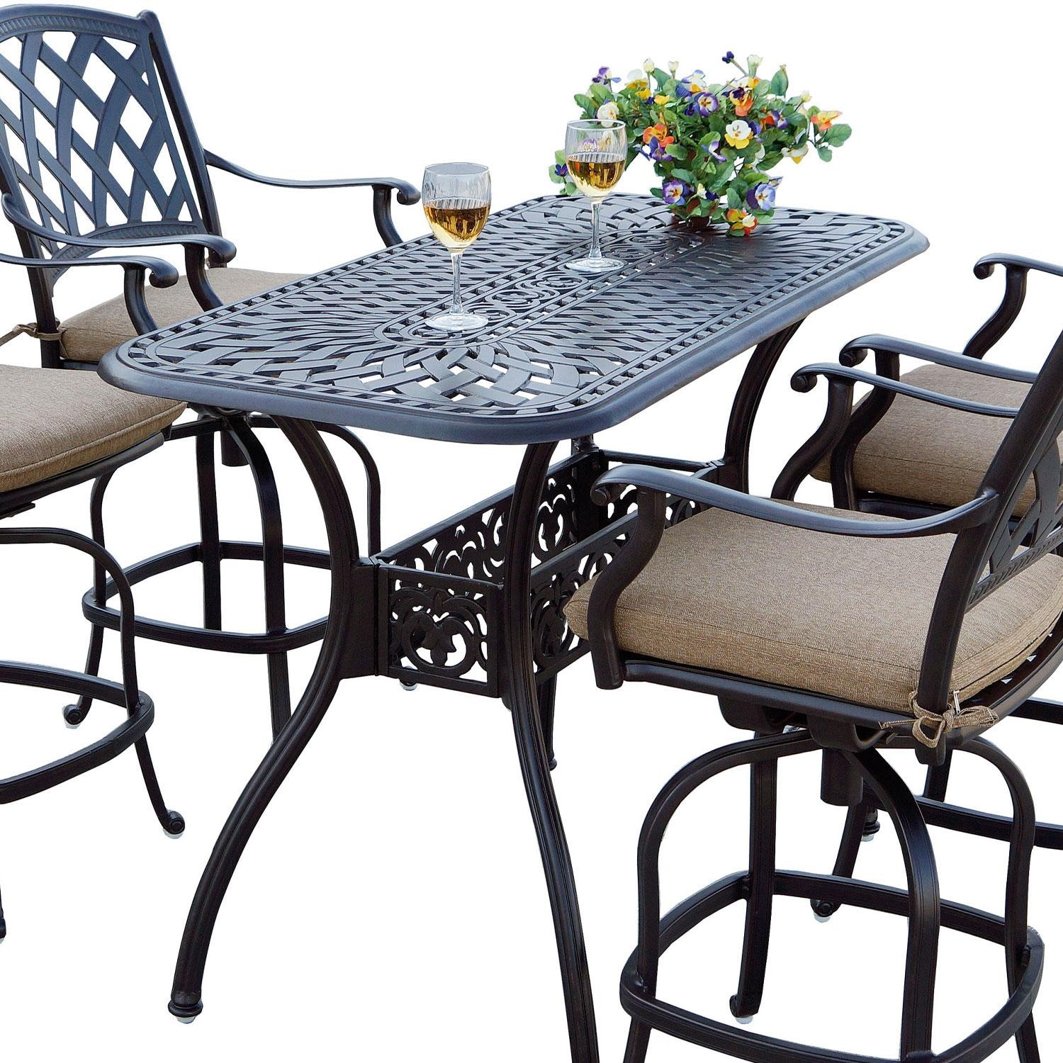 Darlee Series 60 Counter Height Patio Serving Table - Mocha - w/ Set - White Background thumbnail