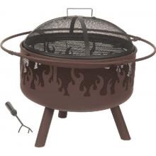 Dagan Industries 32-Inch Brown Steel Portable Wood Burning Fire Pit With Flame Design image