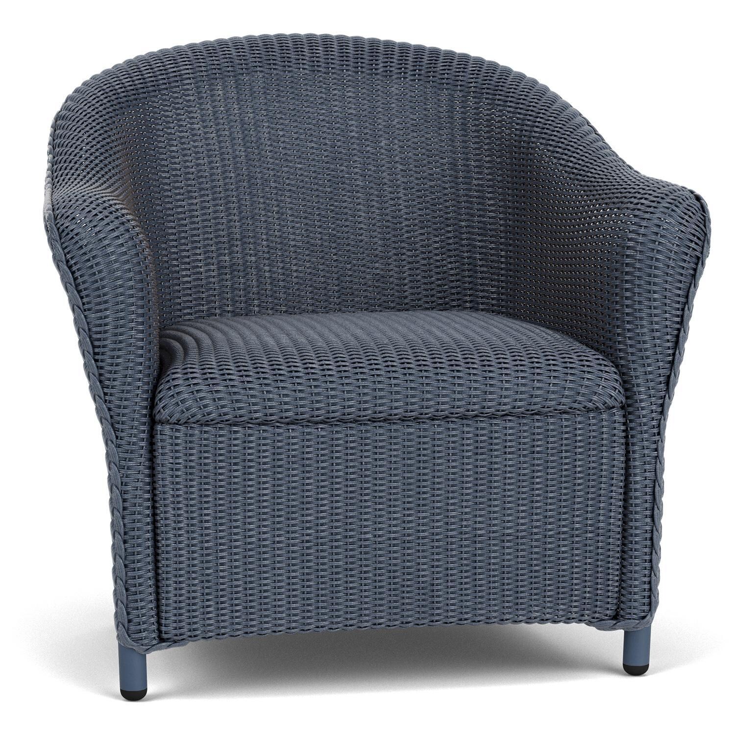 Lloyd Flanders Reflections 4-Piece Seating Set W/ Ottoman & End Table in Denim Blue Finish - Lounge Chair Angled thumbnail