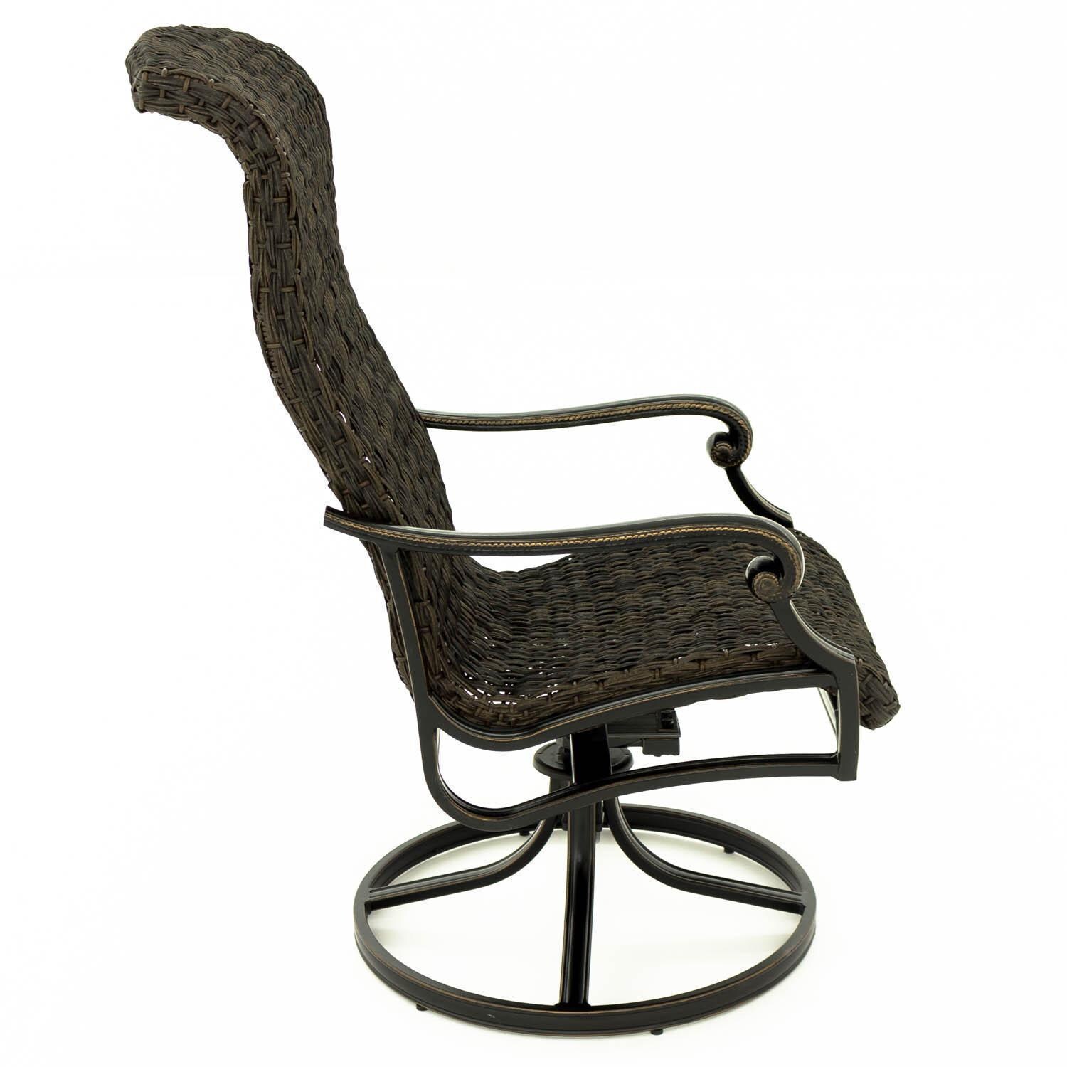 Du Monde Banana Leaf Wicker Patio Swivel Rocker Dining Chair - Side View thumbnail