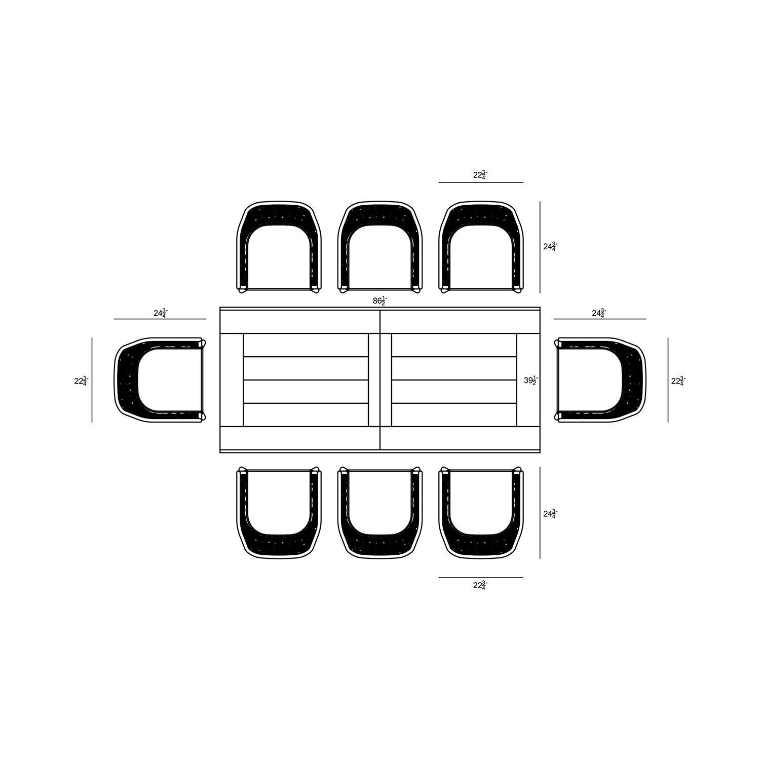Chloe Bay 8 Seat Reclaimed Teak Dining Set in Black by Lakeview - Dimensional 2 thumbnail