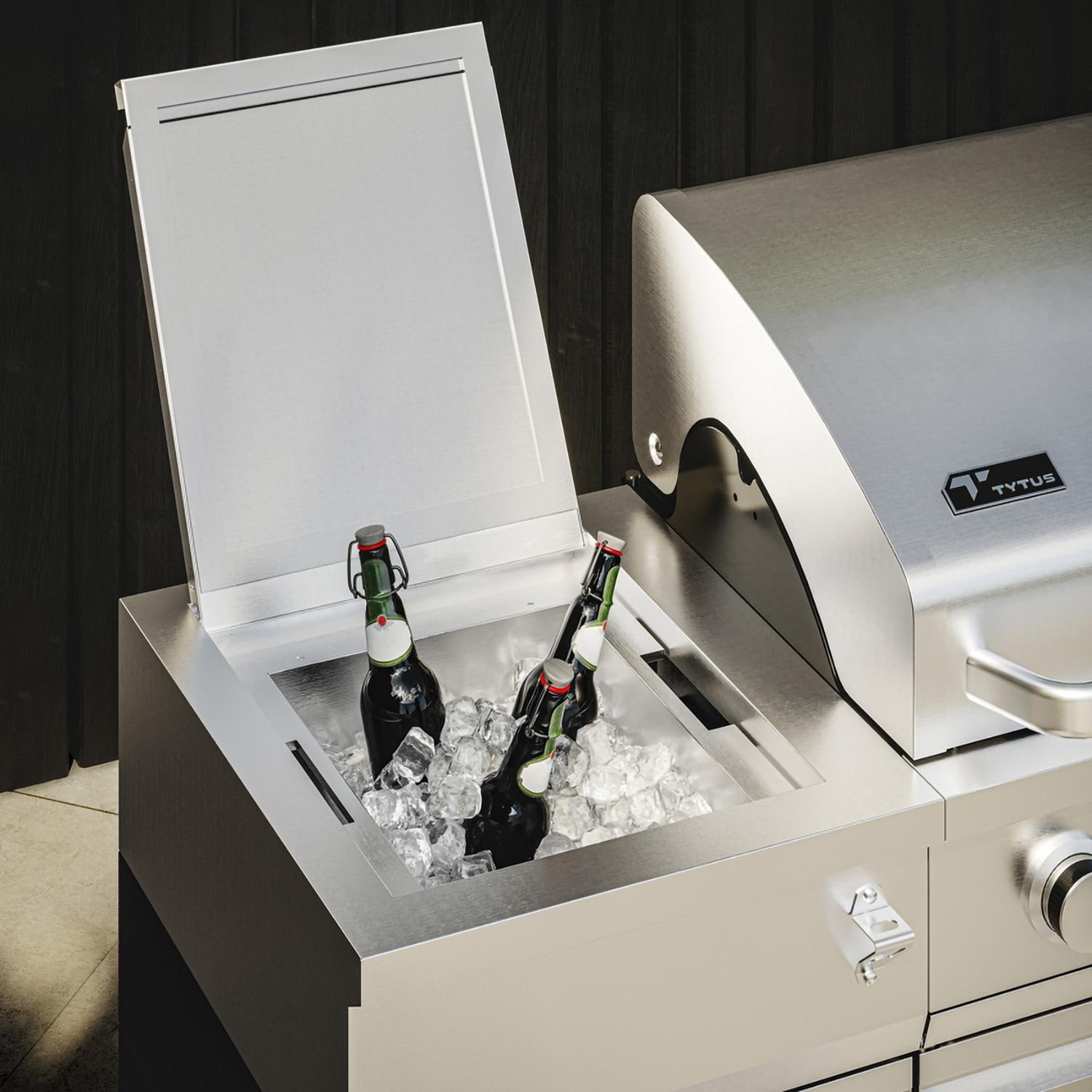  TYTUS Fresno Series 5-Burner Propane Island Grill in Stainless Steel + Carbon Wood w/ Cover & Griddle - Ice Bucket - Detail thumbnail