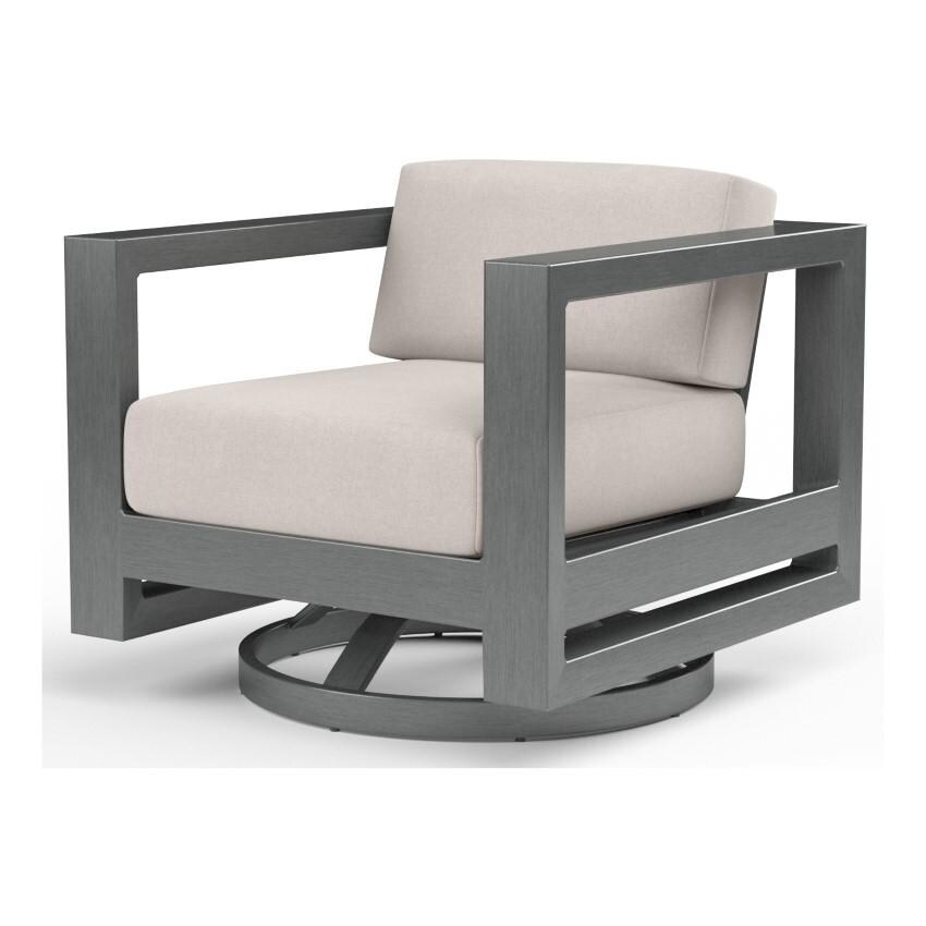 Redondo Aluminum Swivel Club Chair in Slate/Canvas Natural by Sunset West