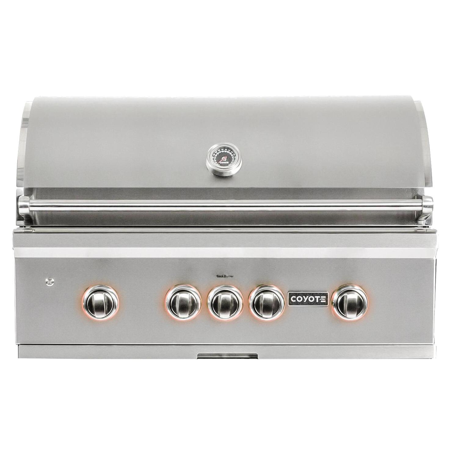 Coyote RTAC-G8-SW-C2SL36LP Ready-To-Assemble 8 Ft Outdoor Kitchen Island With 36-Inch S-Series Propane Gas Grill - Stacked Stone/Modern White - Grill thumbnail