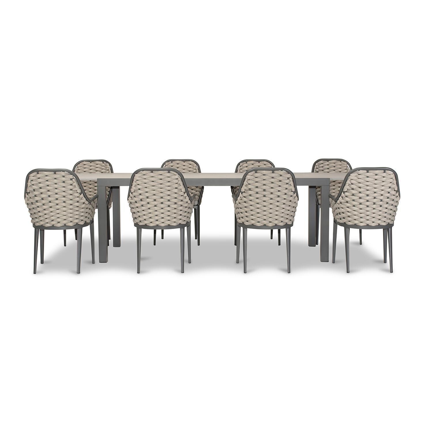 Chloe Bay 9 Pc Aluminum Extendable Dining Set in Slate/Concrete by Lakeview - Front View - White Background thumbnail