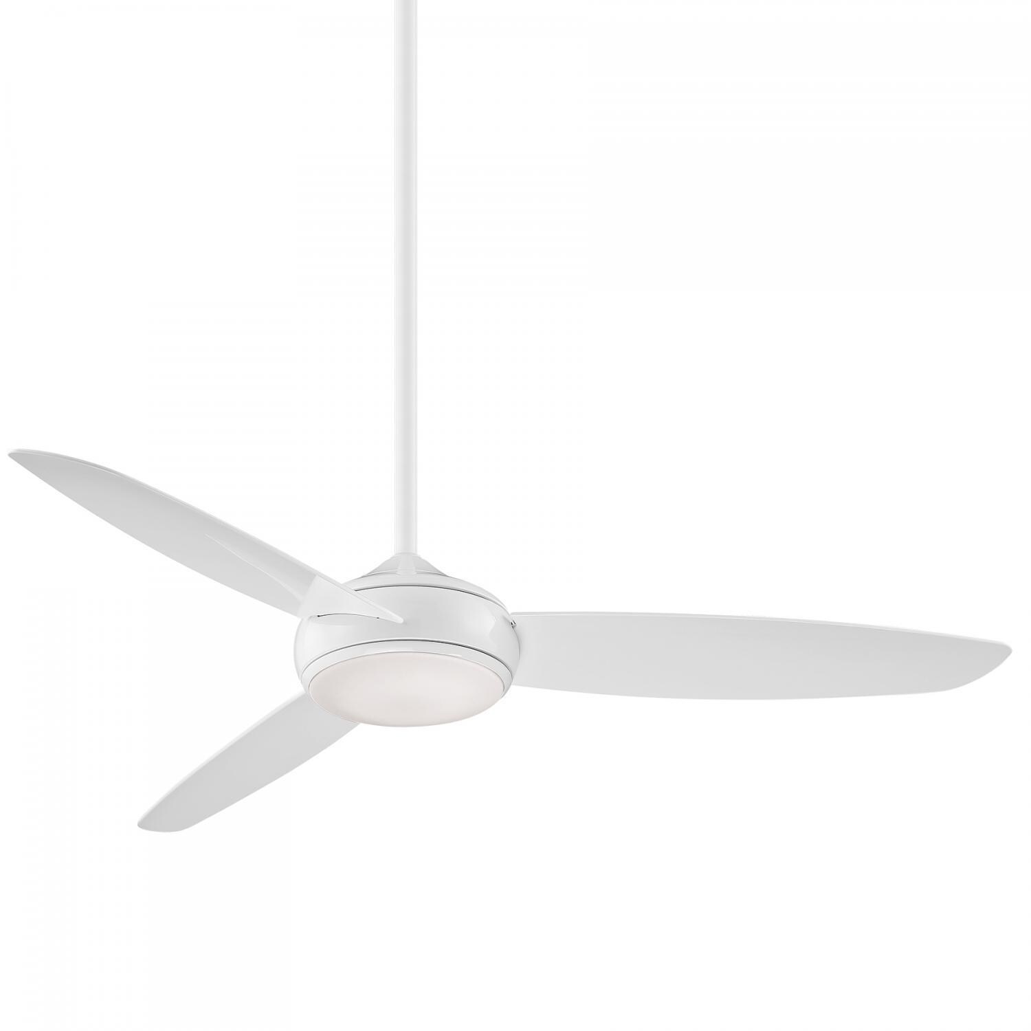 Minka-Aire Concept IV 54-Inch 3-Blade LED Smart Ceiling Fan in White Finish W/ White Blades & Etched Opal Glass - F465L-WH