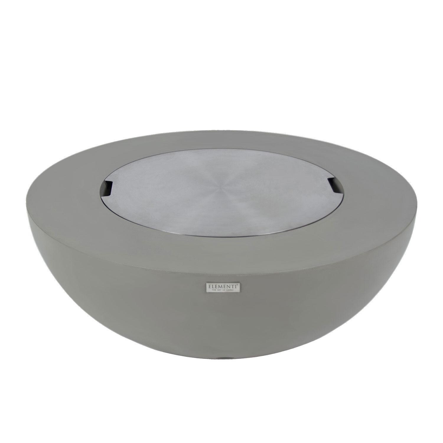 Elementi Lunar Bowl 42-in Natural Gas Concrete Fire Table in Light Grey - Lid On - White Background thumbnail