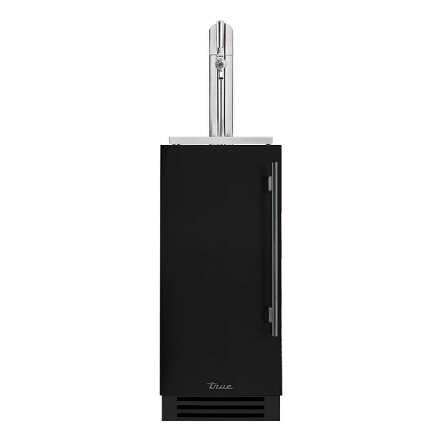 True 15 Inch Left Hinge Outdoor Single Tap Beverage Dispenser - Matte Black w/ Pewter Handle - TUR-15BD-L-OP-C~DSK-027-H05
