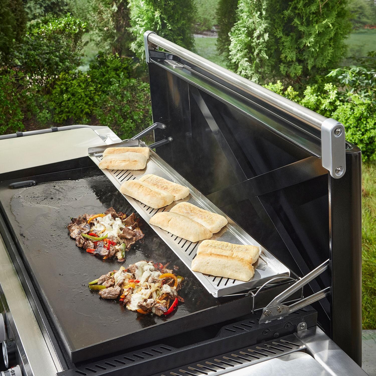 Weber 3400165 Dual-Level Warming Rack/Resting Tray for 36 Inch Slate Griddle - On Grill - Toasting Bread - Lifestyle thumbnail