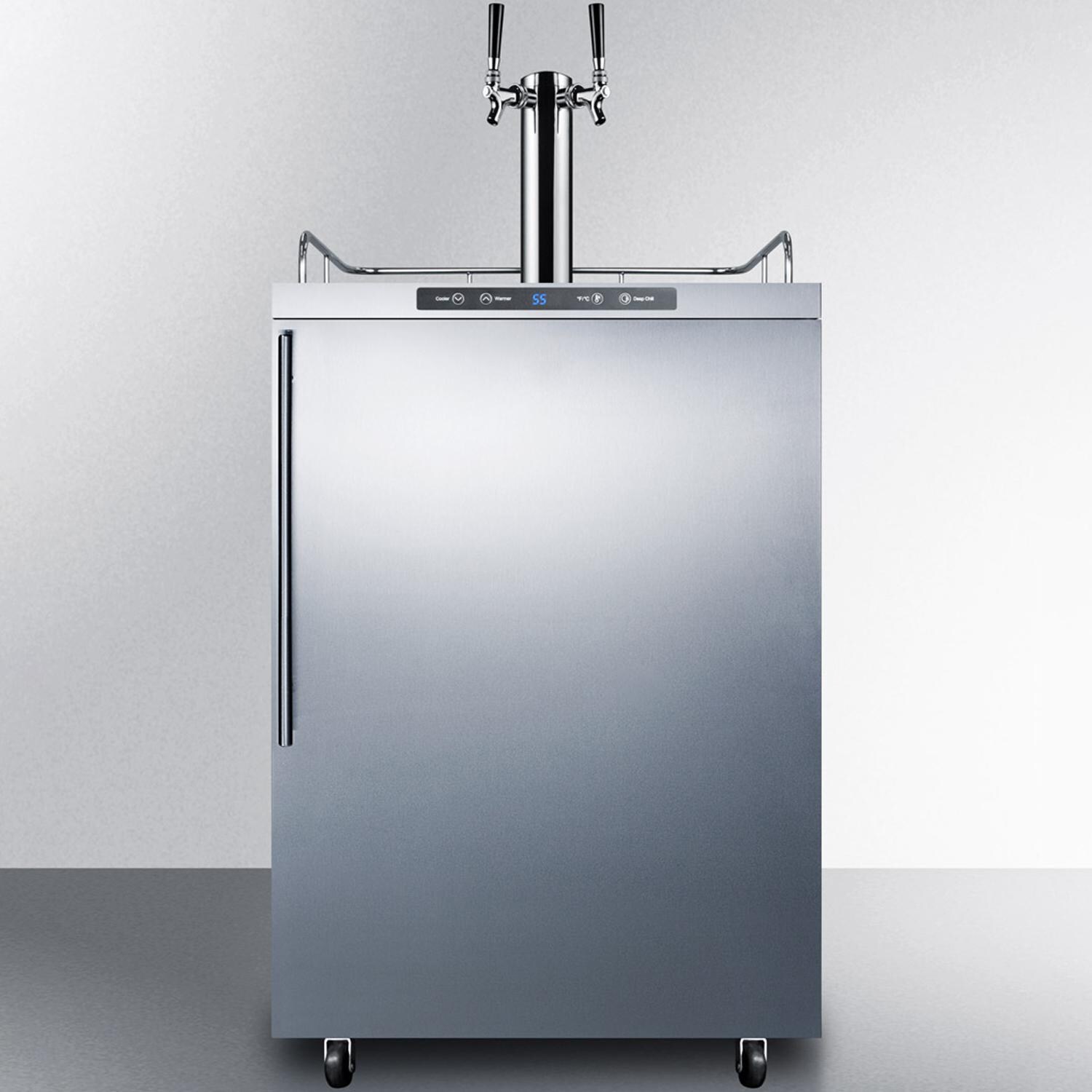 Summit Commercial SBC635MOS7HVTWIN 24-Inch 5.6 Cu. Ft. Outdoor Rated Double Tap Beer Dispenser / Kegerator - Professional Handle - Front thumbnail