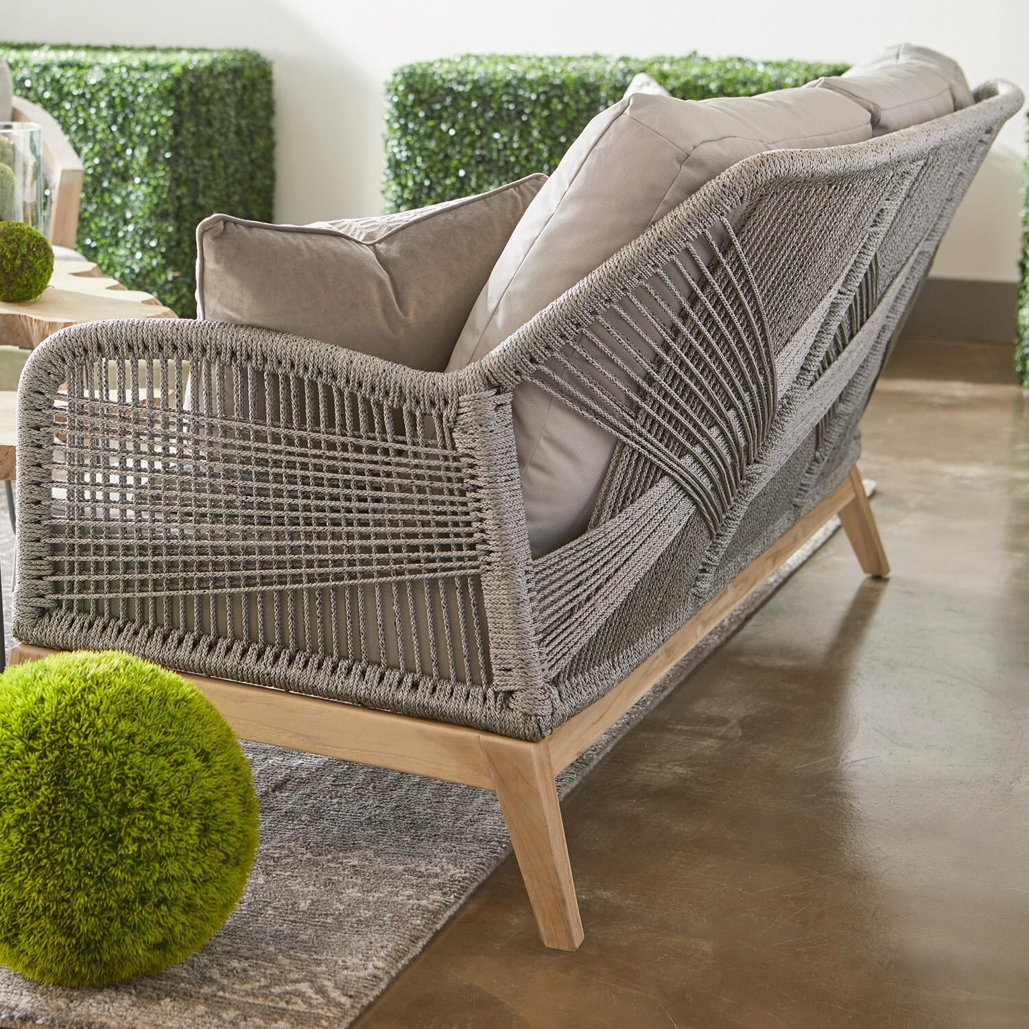 Lakeview Peninsula Way 3 Person Woven Rope Sofa in Platinum - Lifestyle Back View thumbnail
