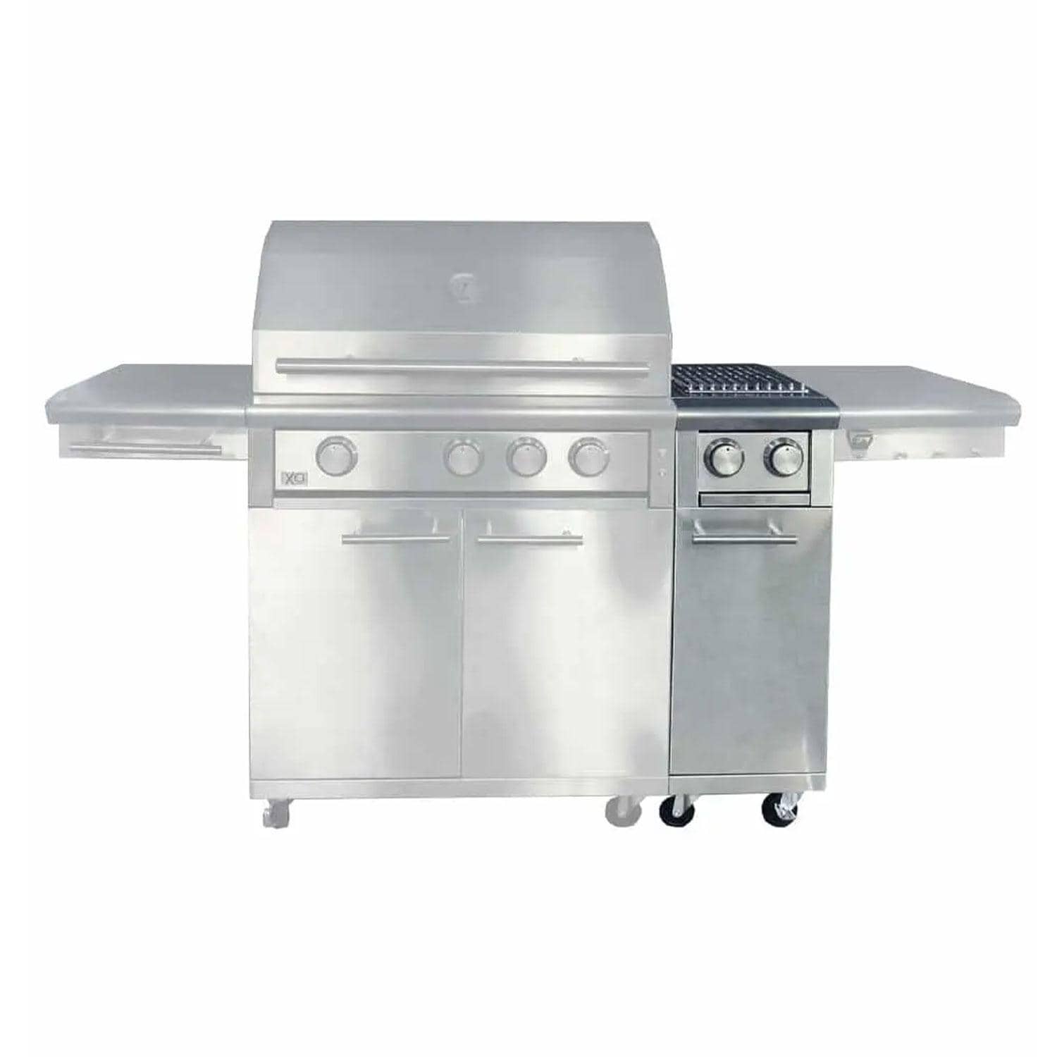 XO Appliance XOGCARTSBXLT Stainless Steel Side Burner Cart - Attached to Grill (Not Included) - Front View - White Background thumbnail