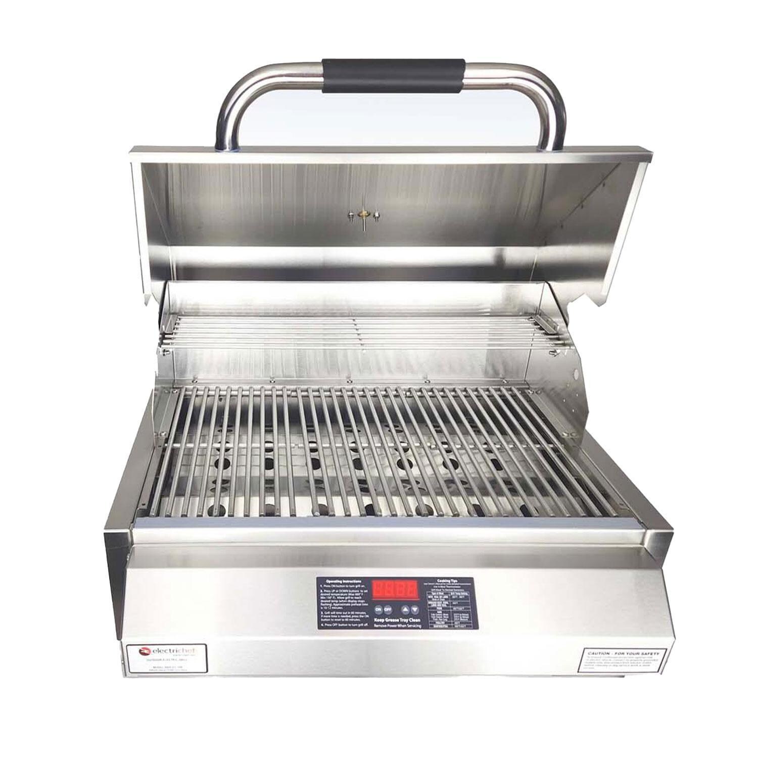 ElectricChef 4400-EC-336-IM-24 4400 Series 24-in Built-In Marine Electric Grill - Lid Open - White Background thumbnail