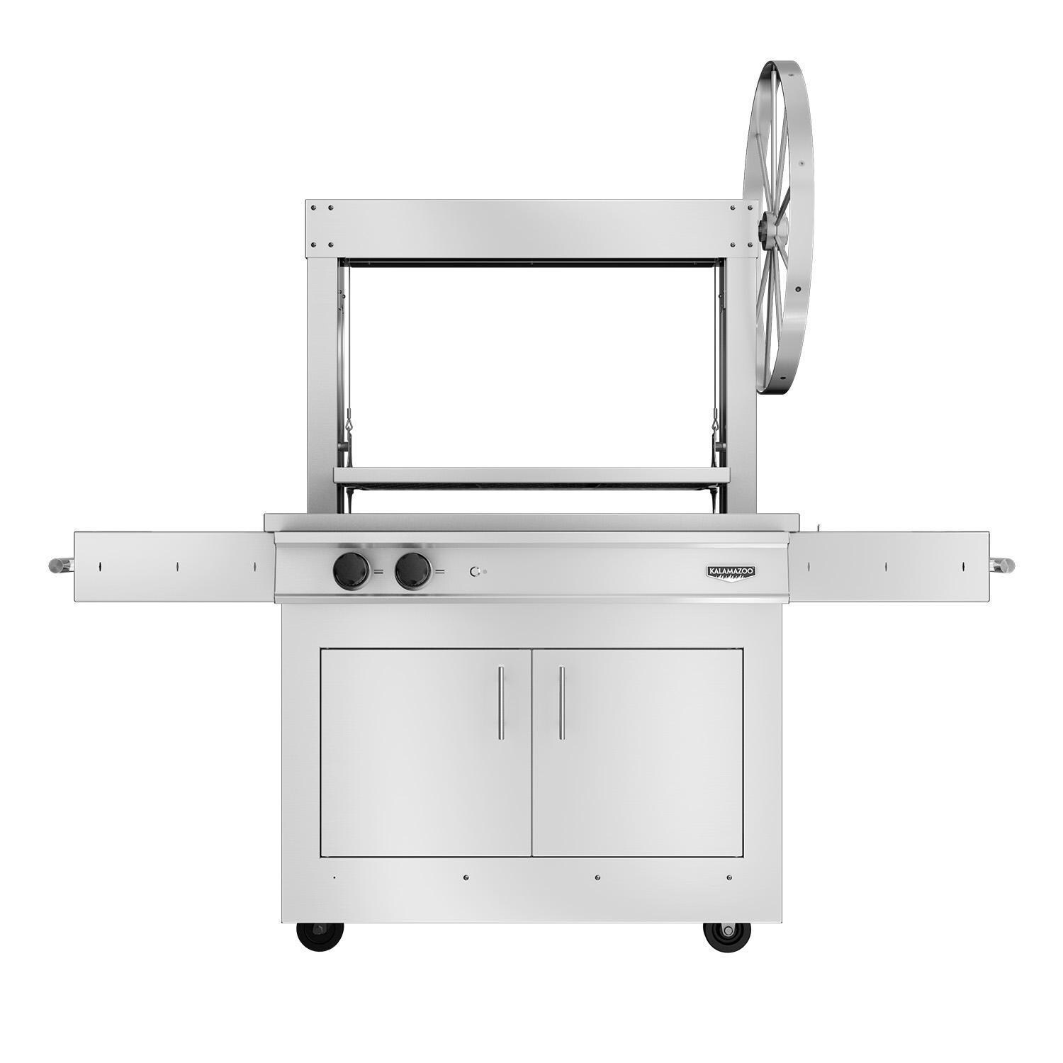 Kalamazoo K750GT Gaucho Wood-Burning Marine Grade Freestanding Natural Gas Grill W/ Two Meat & One Plancha Grill Surface Grates - Display - White Background thumbnail