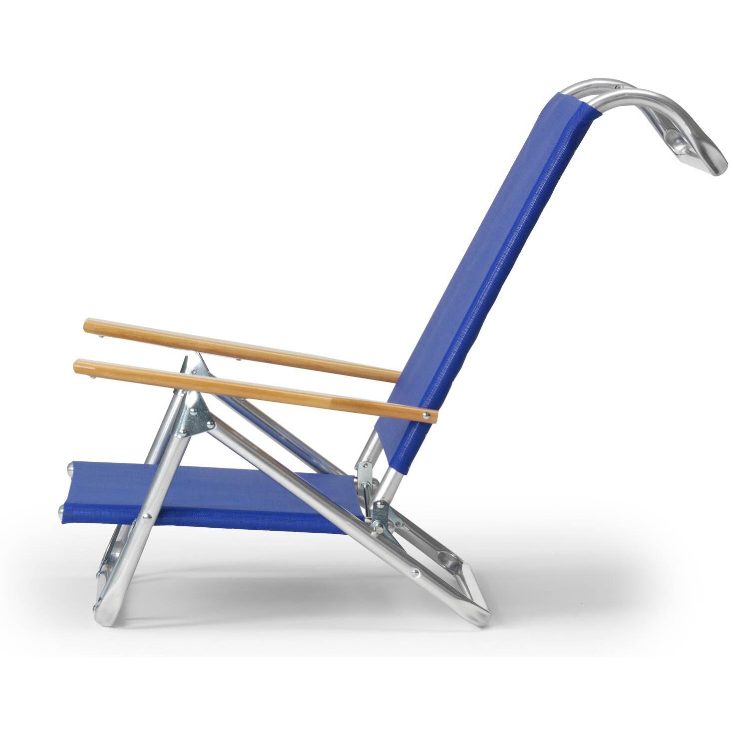 Original Mini-Sun Folding Aluminum Beach Chair By Telescope Casual - Side View (Shown in Cobalt) thumbnail