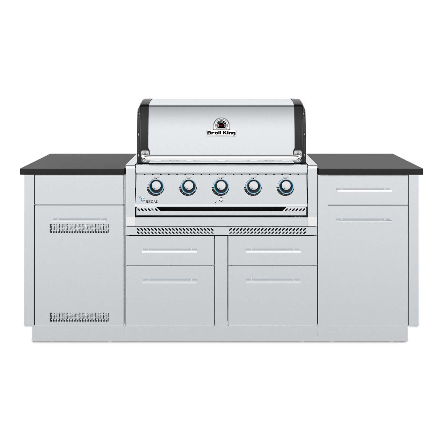 Broil King 886717 Regal S520 5-Burner Built-In Natural Gas Grill - Stainless Steel - With Cabinets - White Background thumbnail