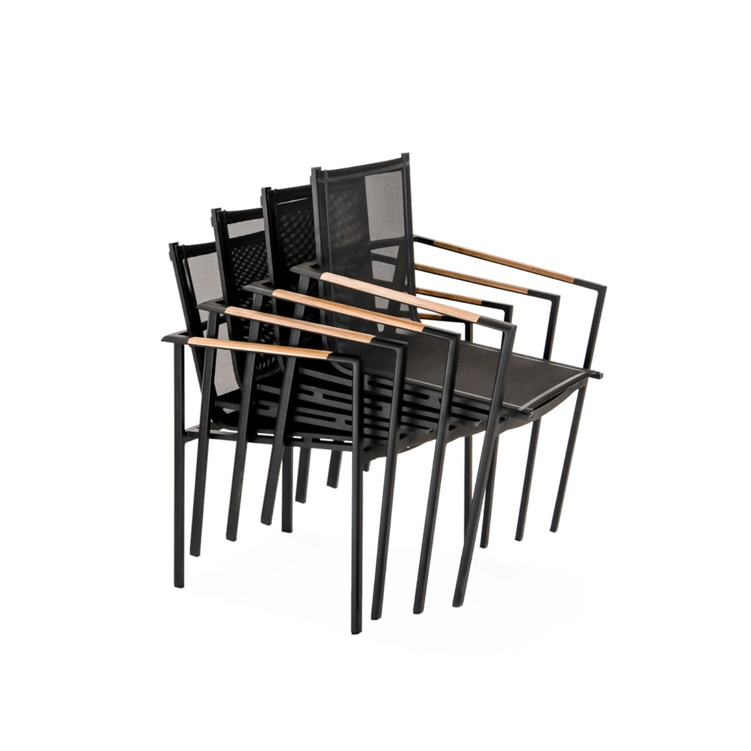 Teak + Table St Barts 40 Inch 5 Piece Dining Set - Chairs Stacked - White Background thumbnail