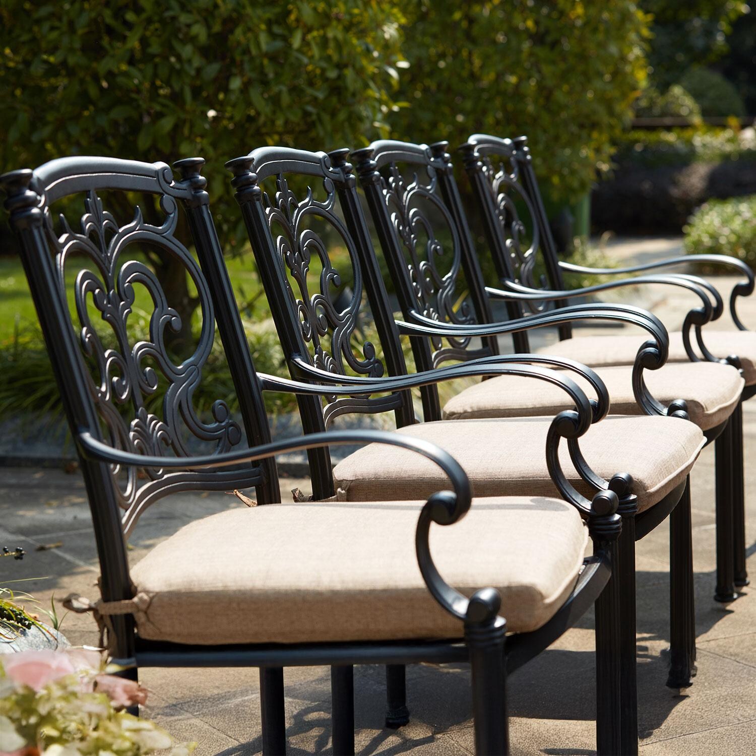 Darlee B/201010-1-4 Santa Barbara 4 Piece Cast Aluminum Patio Dining Arm Chair Set Side View - Detail thumbnail