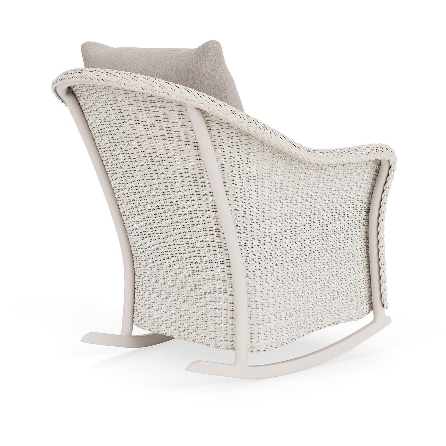 Lloyd Flanders Weekend Retreat Lounge Rocker in Antique White Finish W/ Remy Cloud Fabric - Back Right thumbnail