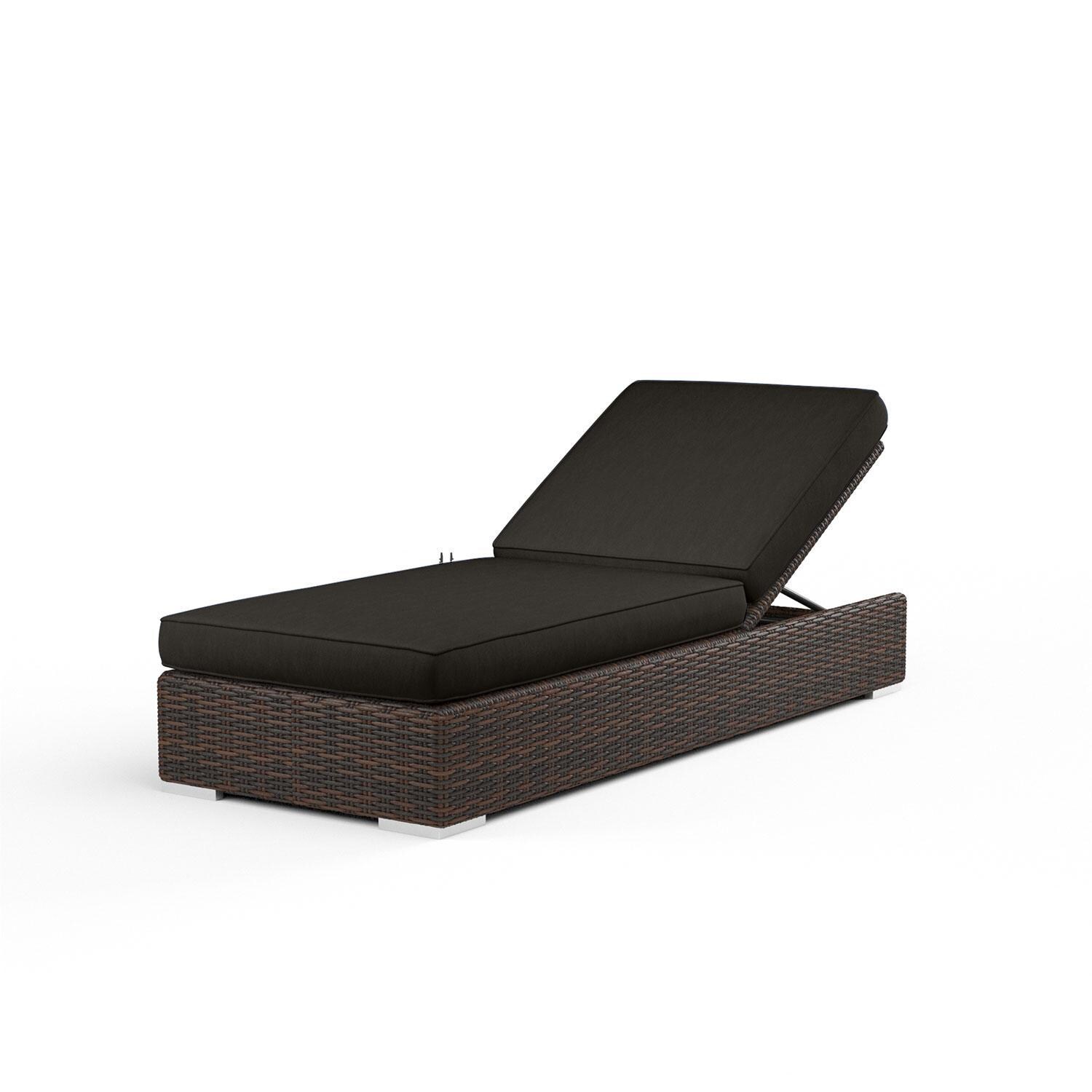 Montecito Wicker Patio Adjustable Chaise Lounge in Spectrum Carbon w/ Self Welt By Sunset West